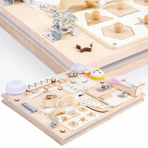 SENSORYCZNA TABLICA MANIPULACYJNA MONTESSORI DUŻA XL DLA DZIECI DREWNIANA