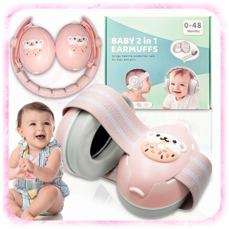 SŁUCHAWKI WYGŁUSZAJĄCE OCHRONNE DLA DZIECI NIEMOWLĄT NAUSZNIKI RÓŻOWE
