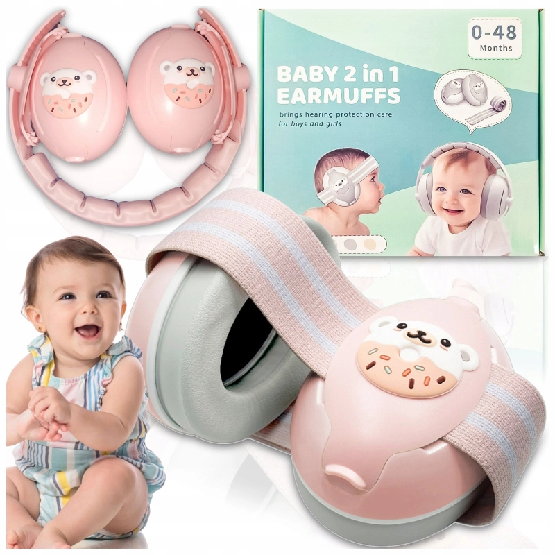 SŁUCHAWKI WYGŁUSZAJĄCE OCHRONNE DLA DZIECI NIEMOWLĄT NAUSZNIKI RÓŻOWE