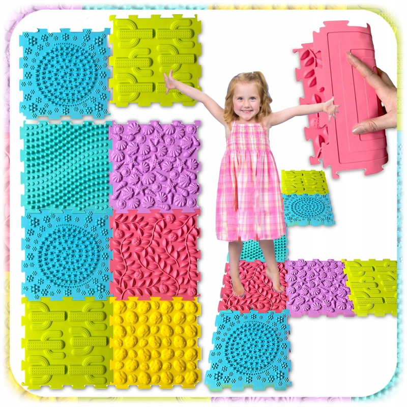 MATA ORTOPEDYCZNA Sensoryczna Puzzle 8 EL do Masażu Stóp Płaskostopie mix