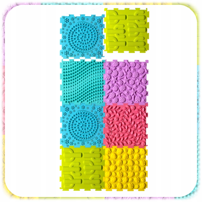 MATA ORTOPEDYCZNA Sensoryczna Puzzle 8 EL do Masażu Stóp Płaskostopie mix