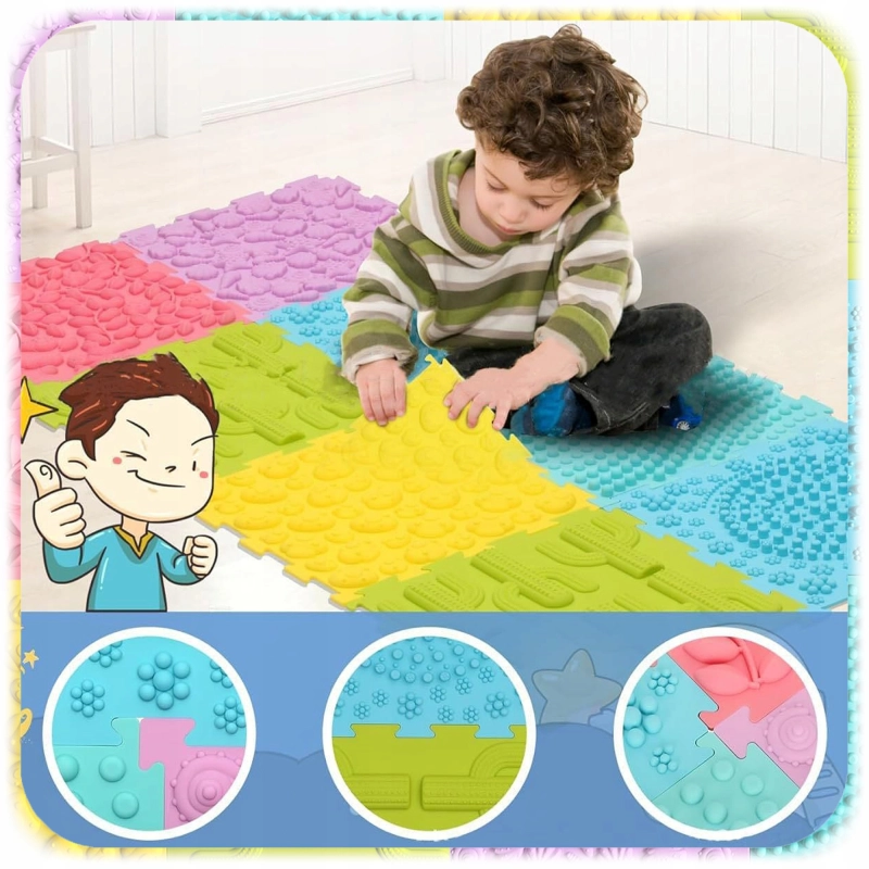MATA ORTOPEDYCZNA Sensoryczna Puzzle 8 EL do Masażu Stóp Płaskostopie mix