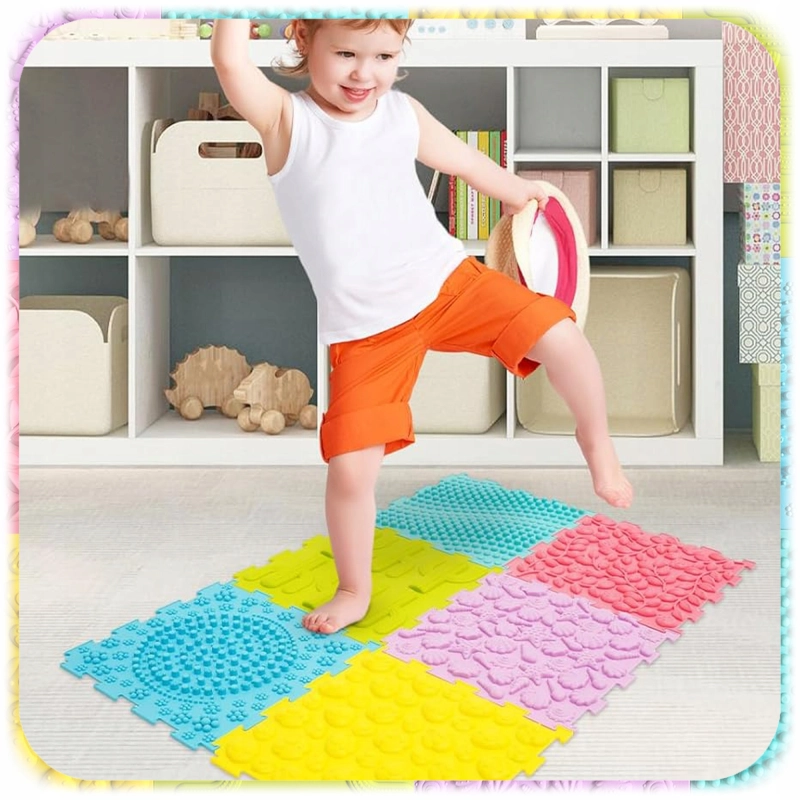 MATA ORTOPEDYCZNA Sensoryczna Puzzle 8 EL do Masażu Stóp Płaskostopie mix