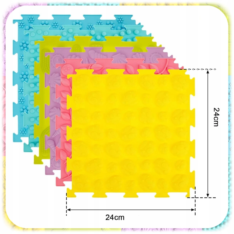 MATA ORTOPEDYCZNA Sensoryczna Puzzle 8 EL do Masażu Stóp Płaskostopie mix