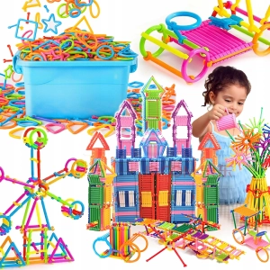 KLOCKI KONSTRUKCYJNE RURKI ZESTAW XXL 1200 EL DLA DZIECI KREATYWNE PATYCZKI