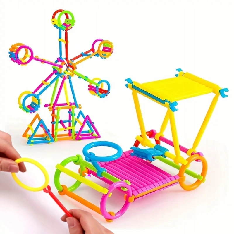 KLOCKI KONSTRUKCYJNE RURKI ZESTAW XXL 1200 EL DLA DZIECI KREATYWNE PATYCZKI