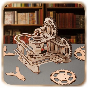 TOR KULKOWY DREWNIANY MECHANICZNY RUCHOMY PUZZLE 3D DO SKŁADANIA DIY 237EL