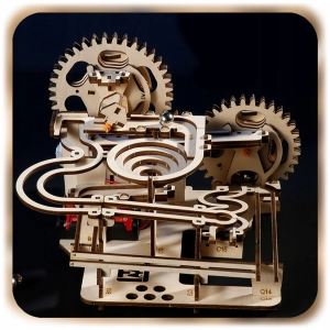 TOR KULKOWY DREWNIANY MECHANICZNY RUCHOMY PUZZLE 3D DO SKŁADANIA DIY 237EL