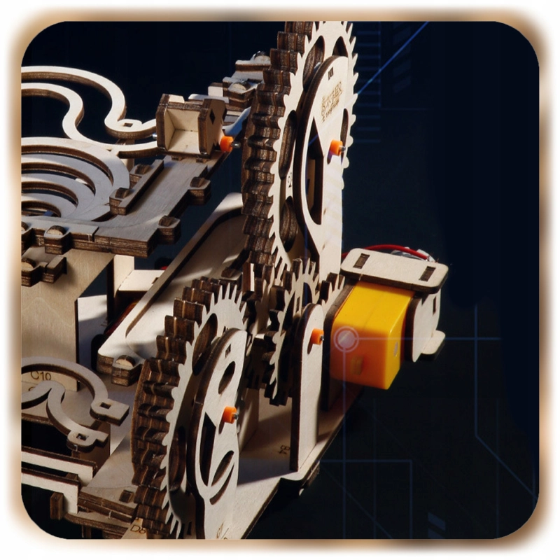 TOR KULKOWY DREWNIANY MECHANICZNY RUCHOMY PUZZLE 3D DO SKŁADANIA DIY 237EL