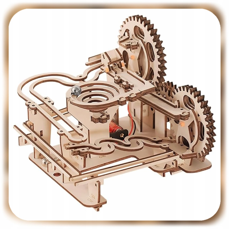 TOR KULKOWY DREWNIANY MECHANICZNY RUCHOMY PUZZLE 3D DO SKŁADANIA DIY 237EL