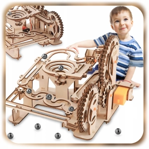 TOR KULKOWY DREWNIANY MECHANICZNY RUCHOMY PUZZLE 3D DO SKŁADANIA DIY 237EL