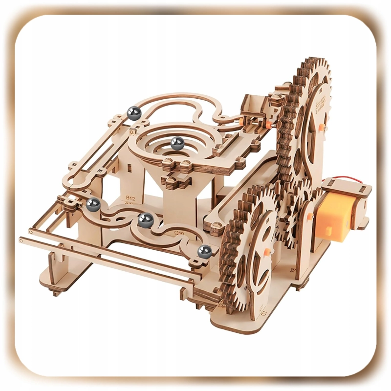 TOR KULKOWY DREWNIANY MECHANICZNY RUCHOMY PUZZLE 3D DO SKŁADANIA DIY 237EL