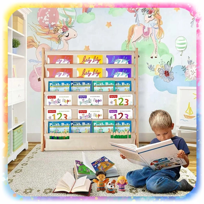 REGAŁ SZAFKA NA KSIĄŻKI DLA DZIECI STOJAK 79 CM ORGANIZER 6 PÓŁEK LOFT 2 KG