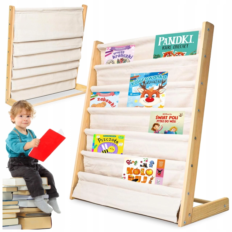 REGAŁ SZAFKA NA KSIĄŻKI DLA DZIECI STOJAK 79 CM ORGANIZER 6 PÓŁEK LOFT 2 KG