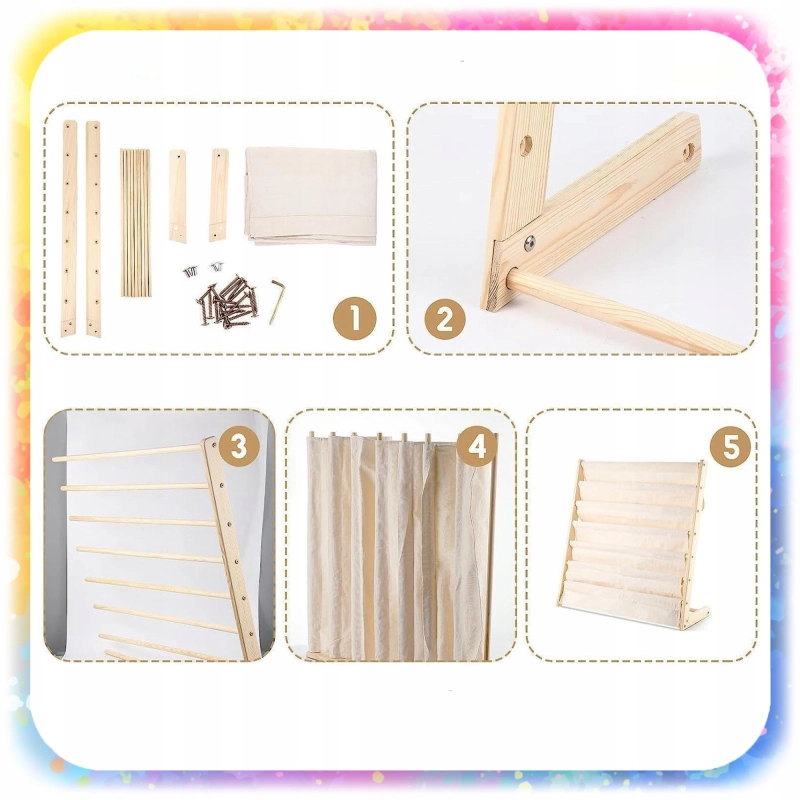 REGAŁ SZAFKA NA KSIĄŻKI DLA DZIECI STOJAK 79 CM ORGANIZER 6 PÓŁEK LOFT 2 KG