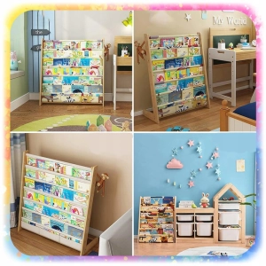 REGAŁ SZAFKA NA KSIĄŻKI DLA DZIECI STOJAK 79 CM ORGANIZER 6 PÓŁEK LOFT 2 KG