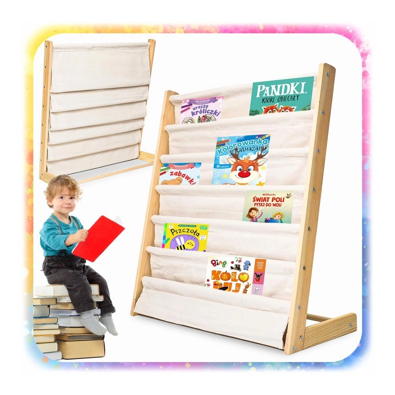 REGAŁ SZAFKA NA KSIĄŻKI DLA DZIECI STOJAK 79 CM ORGANIZER 6 PÓŁEK LOFT 2 KG