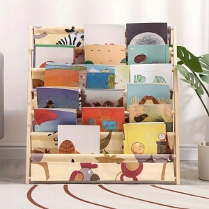 REGAŁ SZAFKA NA KSIĄŻKI DLA DZIECI STOJAK 79CM ORGANIZER 6 PÓŁEK ZWIERZĄTKA