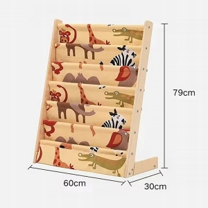 REGAŁ SZAFKA NA KSIĄŻKI DLA DZIECI STOJAK 79CM ORGANIZER 6 PÓŁEK ZWIERZĄTKA