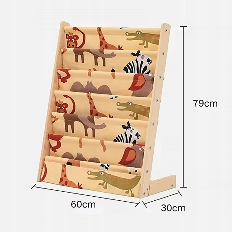 REGAŁ SZAFKA NA KSIĄŻKI DLA DZIECI STOJAK 79CM ORGANIZER 6 PÓŁEK ZWIERZĄTKA