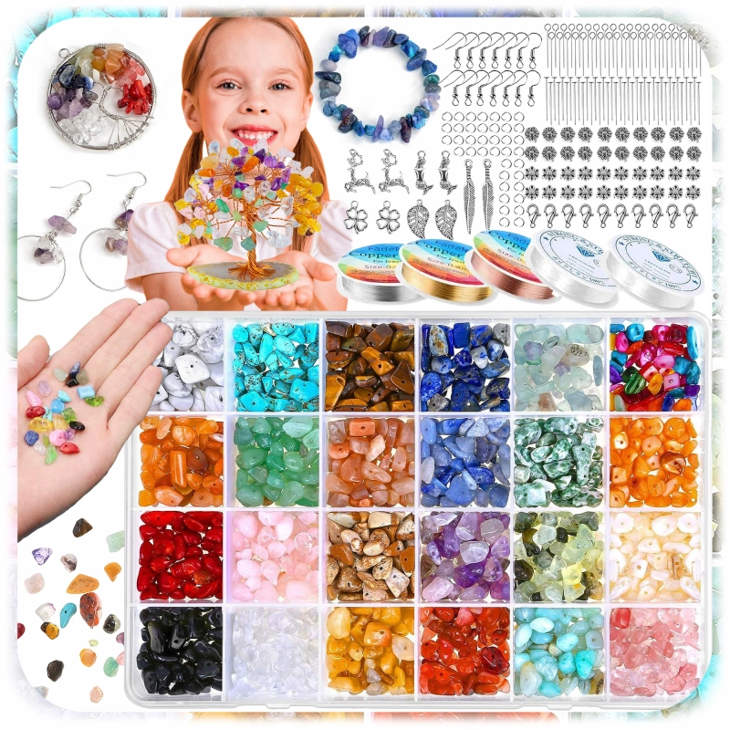 Zestaw Do Robienia Biżuterii Bransoletek Bizuteria Z Kamieni 1203 El + ETUI