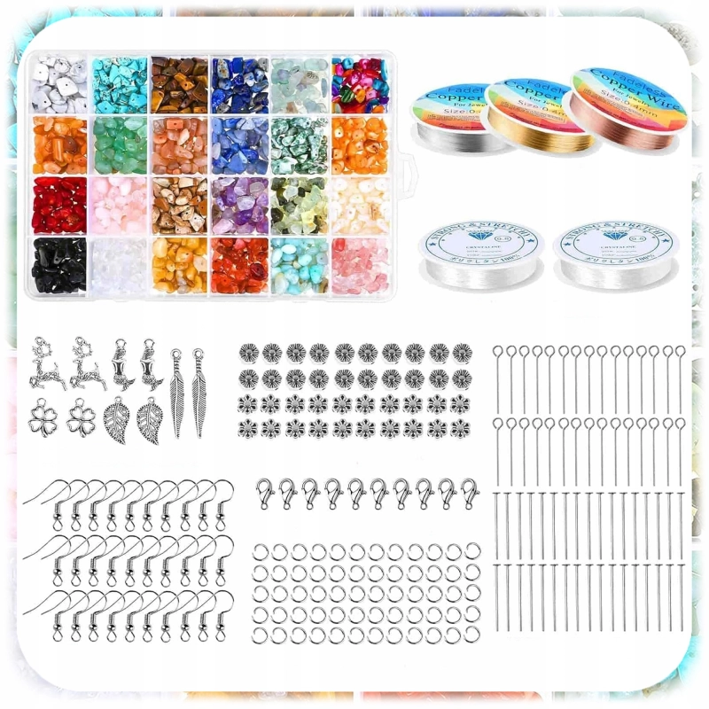 Zestaw Do Robienia Biżuterii Bransoletek Bizuteria Z Kamieni 1203 El + ETUI
