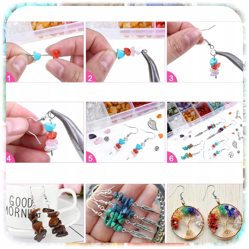 Zestaw Do Robienia Biżuterii Bransoletek Bizuteria Z Kamieni 1203 El + ETUI