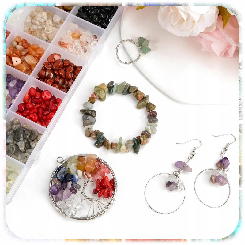 Zestaw Do Robienia Biżuterii Bransoletek Bizuteria Z Kamieni 1203 El + ETUI