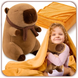 KAPIBARA MASKOTKA PLUSZAK 35 CM ZESTAW DUŻA CAPYBARA + KOCYK PREZENT DZIECI