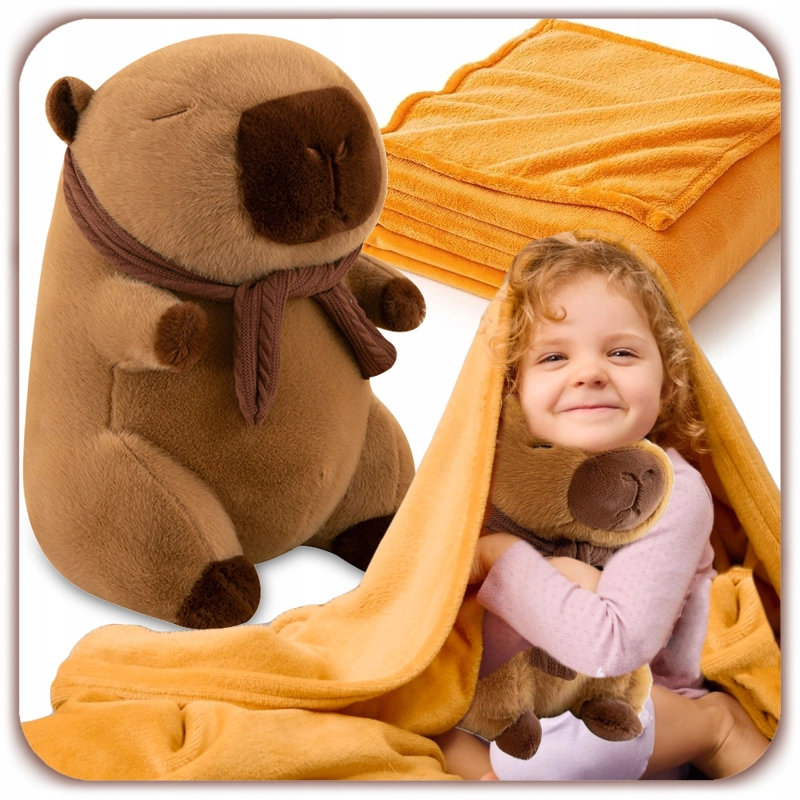 KAPIBARA MASKOTKA PLUSZAK 35 CM ZESTAW DUŻA CAPYBARA + KOCYK PREZENT DZIECI