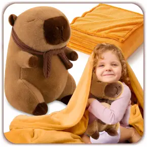KAPIBARA MASKOTKA PLUSZAK 35 CM ZESTAW DUŻA CAPYBARA + KOCYK PREZENT DZIECI