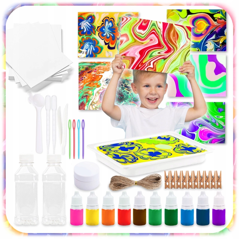 MALOWANIE NA WODZIE 10 KOLORÓW KREATYWNY MAGICZNY ZESTAW DIY XL ARTYSTYCZNY