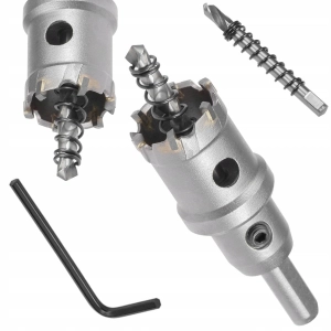 ZESTAW MOCNA OTWORNICA KLUCZ IMBUSOWY SPRĘŻYNA WIERTŁO DO METALU 25 mm