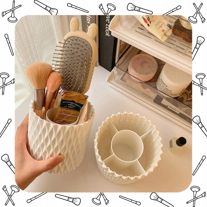 OBROTOWY 360 ORGANIZER NA PĘDZLE DO MAKIJAŻU I KOSMETYKI POJEMNIK KUFEREK