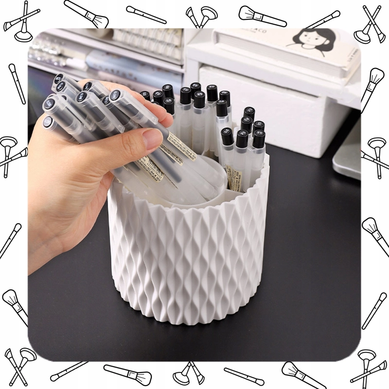 OBROTOWY 360 ORGANIZER NA PĘDZLE DO MAKIJAŻU I KOSMETYKI POJEMNIK KUFEREK