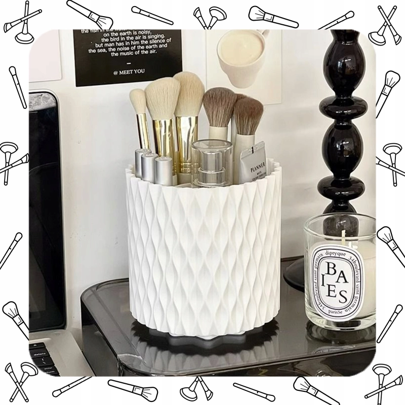 OBROTOWY 360 ORGANIZER NA PĘDZLE DO MAKIJAŻU I KOSMETYKI POJEMNIK KUFEREK