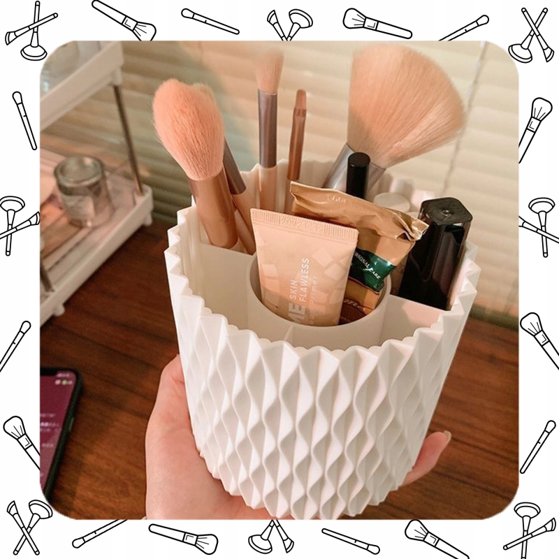 OBROTOWY 360 ORGANIZER NA PĘDZLE DO MAKIJAŻU I KOSMETYKI POJEMNIK KUFEREK