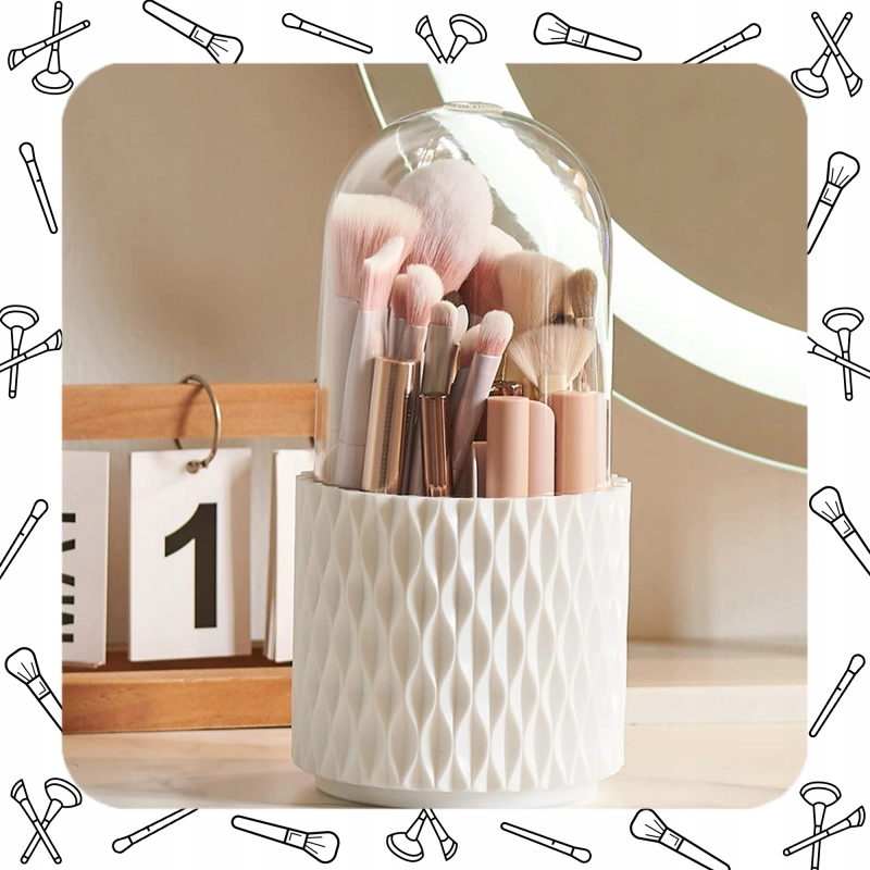 OBROTOWY 360 ORGANIZER NA PĘDZLE DO MAKIJAŻU I KOSMETYKI POJEMNIK KUFEREK