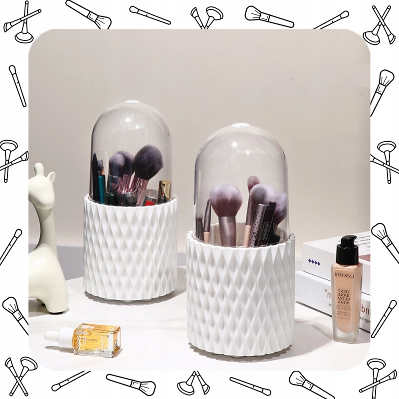 OBROTOWY 360 ORGANIZER NA PĘDZLE DO MAKIJAŻU I KOSMETYKI POJEMNIK KUFEREK