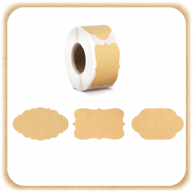 ETYKIETY SAMOPRZYLEPNE NAKLEJKI na Przyprawy Słoiki Przetwory BEŻOWE 250SZT