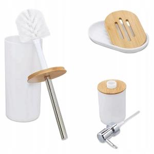 ZESTAW KOMPLET ŁAZIENKOWY AKCESORIA BIAŁY 6 EL WC KOSZ DOZOWNIK DO ŁAZIENKI