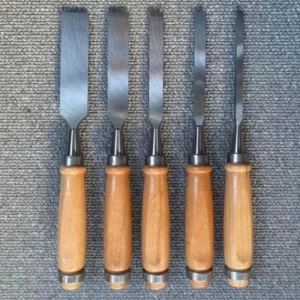 DŁUTA STOLARSKIE Dłuto do Drewna Rzeźbienia PŁASKIE DREWNIANE UCHWYTY 4 SZT