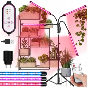4x LAMPA DO ROŚLIN LED NA STATYWIE Uprawy Wzrostu Doświetlania Panel +PILOT