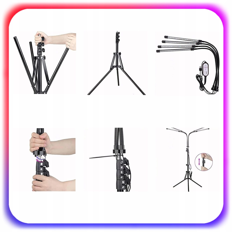 4x LAMPA DO ROŚLIN LED NA STATYWIE Uprawy Wzrostu Doświetlania Panel +PILOT
