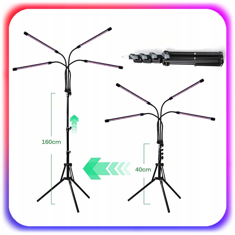 4x LAMPA DO ROŚLIN LED NA STATYWIE Uprawy Wzrostu Doświetlania Panel +PILOT