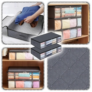 2x ORGANIZER NA POŚCIEL KOŁDRĘ POKROWIEC POJEMNIK Ubrania Pod Łóżko 60x45cm