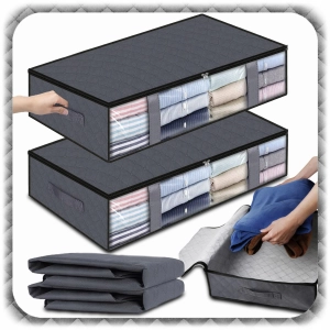 2x ORGANIZER NA POŚCIEL KOŁDRĘ POKROWIEC POJEMNIK Ubrania Pod Łóżko 60x45cm