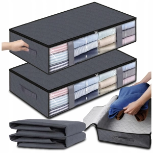 2x ORGANIZER NA POŚCIEL KOŁDRĘ POKROWIEC POJEMNIK Ubrania Pod Łóżko 60x45cm