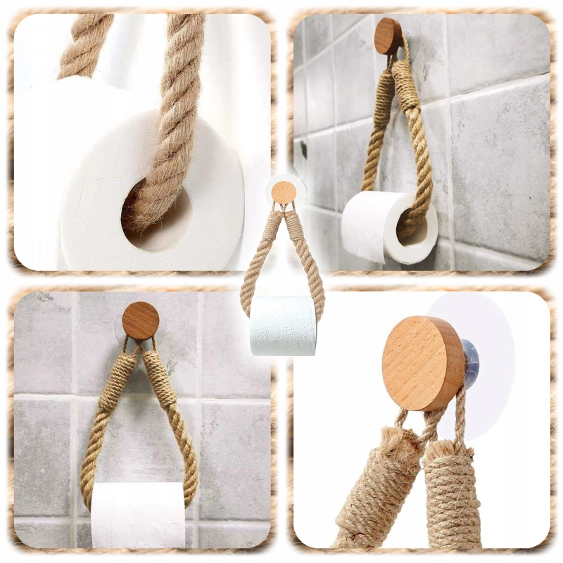 UCHWYT NA PAPIER TOALETOWY SZNUR KONOPNY BOHO RUSTYKALNY LOFT NATURAL 60 CM