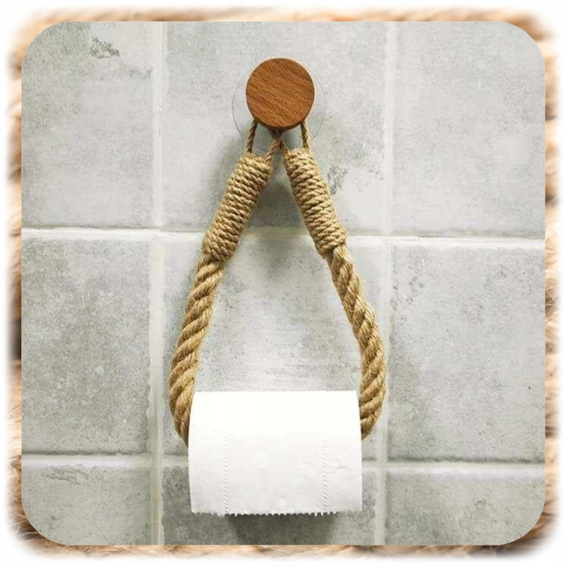 UCHWYT NA PAPIER TOALETOWY SZNUR KONOPNY BOHO RUSTYKALNY LOFT NATURAL 60 CM